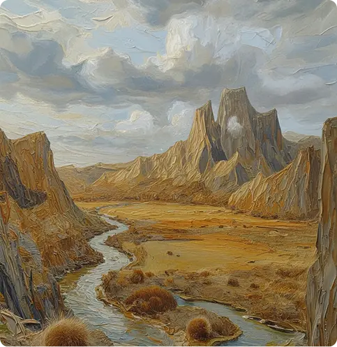 A pixelated image of an orange and white cat lying down, looking to the side, with blurred greenery in the background